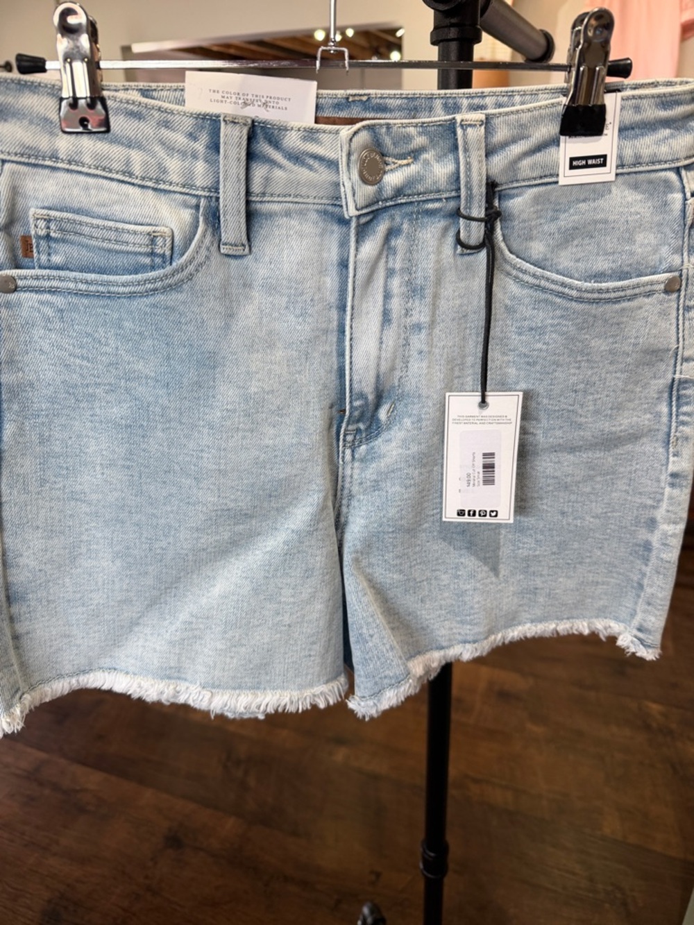 Judy Blue Mineral Wash Frayed Hem Denim Shorts